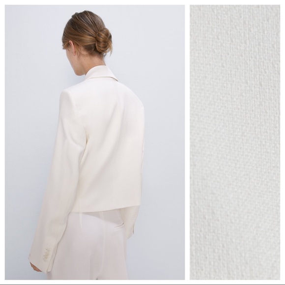 NWT. Zara Ivory Lapel Collar Blazer. Size XS, S. - Picture 2 of 8